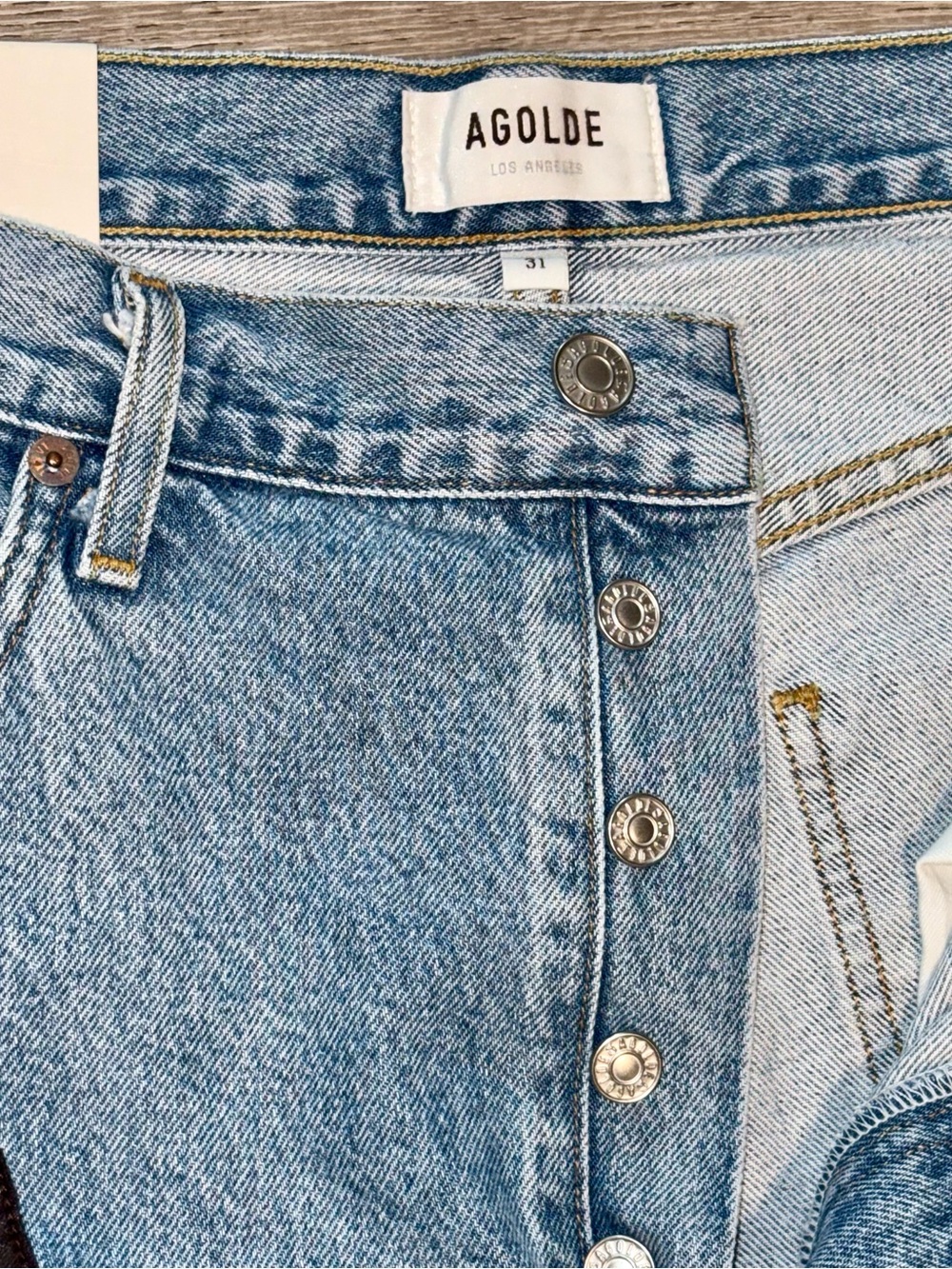 Agolde Ryder High-Rise Leather-Panel Jeans size 31 NWT $325 regular price - Picture 7 of 9